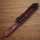 Microtech Auto Scarab II Folding Knife 3.9" Bohler M390MK Steel Blade Weathered Crimson Aluminum Handle