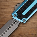 Microtech Auto Scarab II Folding Knife 3.9" Bohler M390MK Steel Blade Turquoise/Black Aluminum Handle