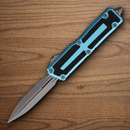 Microtech Auto Scarab II Folding Knife 3.9" Bohler M390MK Steel Blade Turquoise/Black Aluminum Handle