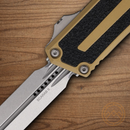 Microtech Auto Scarab II Folding Knife 3.9" Premium Steel Blade Tan/Black Aluminum Handle