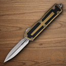 Microtech Auto Scarab II Folding Knife 3.9" Premium Steel Blade Tan/Black Aluminum Handle