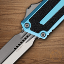 Microtech Auto Scarab II Folding Knife 3.9" Bohler M390MK Steel Blade Turquoise/Black Aluminum Handle