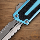 Microtech Auto Scarab II Folding Knife 3.9" Bohler M390MK Steel Blade Turquoise/Black Aluminum Handle