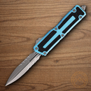 Microtech Auto Scarab II Folding Knife 3.9" Bohler M390MK Steel Blade Turquoise/Black Aluminum Handle