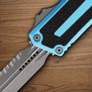 Microtech Auto Scarab II Folding Knife 3.9" Bohler M390MK Steel Blade Turquoise/Black Aluminum Handle