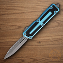 Microtech Auto Scarab II Folding Knife 3.9" Bohler M390MK Steel Blade Turquoise/Black Aluminum Handle