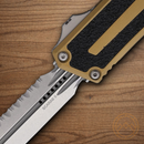 Microtech Auto Scarab II Folding Knife 3.9" Premium Steel Blade Tan/Black Aluminum Handle