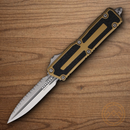 Microtech Auto Scarab II Folding Knife 3.9" Premium Steel Blade Tan/Black Aluminum Handle