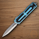 Microtech Auto Scarab II Folding Knife 3.9" Bohler M390MK Steel Blade Turquoise/Black Aluminum Handle