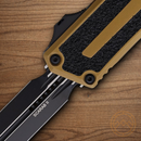 Microtech Auto Scarab II Folding Knife 3.9" Premium Steel Blade Tan/Black Aluminum Handle