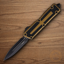 Microtech Auto Scarab II Folding Knife 3.9" Premium Steel Blade Tan/Black Aluminum Handle