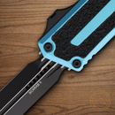 Microtech Auto Scarab II Folding Knife 3.9" Bohler M390MK Steel Blade Turquoise/Black Aluminum Handle
