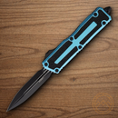 Microtech Auto Scarab II Folding Knife 3.9" Bohler M390MK Steel Blade Turquoise/Black Aluminum Handle
