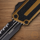 Microtech Auto Scarab II Folding Knife 3.9" Premium Steel Blade Tan/Black Aluminum Handle