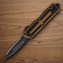 Microtech Auto Scarab II Folding Knife 3.9" Premium Steel Blade Tan/Black Aluminum Handle