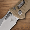 Microtech Amphibian Folding Knife 4" Bohler M390MK Steel Blade Tan G10 Handle
