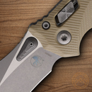 Microtech Amphibian Folding Knife 4" Bohler M390MK Steel Blade Tan G10 Handle