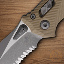 Microtech Amphibian Folding Knife 4" Bohler M390MK Steel Blade Tan G10 Handle
