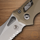 Microtech Amphibian Folding Knife 4" Bohler M390MK Steel Blade Tan G10 Handle