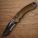 Microtech Amphibian Folding Knife 4" Bohler M390MK Steel Blade Tan Aluminum Handle