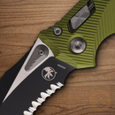 Microtech Amphibian Folding Knife 4" Bohler M390MK Steel Blade OD Green Aluminum Handle