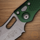 Microtech Auto Stitch Folding Knife 3.75" Premium Steel Blade Green Aluminum Handle