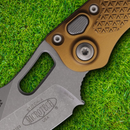 Microtech Auto Stitch S/E Folding Knife 3.75" Premium Steel Blade Tan Aluminum Handle