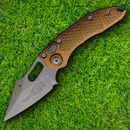 Microtech Auto Stitch S/E Folding Knife 3.75" Premium Steel Blade Tan Aluminum Handle