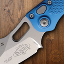 Microtech Auto Stitch S/E Folding Knife 3.75" Premium Steel Blade Blue Aluminum Handle