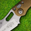 Microtech Auto Stitch S/E Folding Knife 3.75" Premium Steel Blade Tan Aluminum Handle