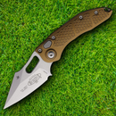 Microtech Auto Stitch S/E Folding Knife 3.75" Premium Steel Blade Tan Aluminum Handle