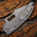 Microtech Auto Stitch S/E Folding Knife 3.75" Partial Serrated Premium Steel Blade Gray Aluminum Handle