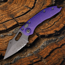 Microtech Auto Stitch S/E Folding Knife 3.75" Partial Serrated Premium Steel Blade Purple Aluminum Handle