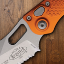 Microtech Auto Stitch S/E Folding Knife 3.75" Partial Serrated Premium Steel Blade Orange Aluminum Handle