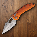 Microtech Auto Stitch S/E Folding Knife 3.75" Partial Serrated Premium Steel Blade Orange Aluminum Handle