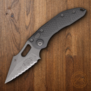 Microtech Auto Stitch S/E Folding Knife 3.75" Serrated Premium Steel Blade Gray Aluminum Handle