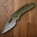 Microtech Auto Stitch S/E Folding Knife 3.75" Serrated Premium Steel Blade OD Green Aluminum Handle