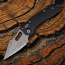 Microtech Auto Stitch S/E Folding Knife 3.75" Serrated Premium Steel Blade Black Aluminum Handle