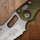 Microtech Auto Stitch S/E Folding Knife 3.75" Serrated Premium Steel Blade OD Green Aluminum Handle