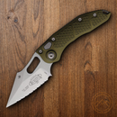 Microtech Auto Stitch S/E Folding Knife 3.75" Serrated Premium Steel Blade OD Green Aluminum Handle