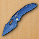 Microtech Auto Stitch S/E Folding Knife 3.75" Premium Steel Blade Blue Aluminum Handle