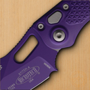 Microtech Auto Stitch S/E Folding Knife 3.75" Premium Steel Blade Purple Aluminum Handle