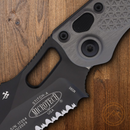 Microtech Auto Stitch S/E Folding Knife 3,75" Partial Serrated Premium Steel Blade Gray Aluminum Handle