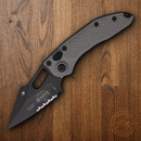 Microtech Auto Stitch S/E Folding Knife 3,75" Partial Serrated Premium Steel Blade Gray Aluminum Handle