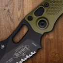 Microtech Auto Stitch S/E Folding Knife 3,75" Partial Serrated Premium Steel Blade OD Green Aluminum Handle