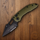 Microtech Auto Stitch S/E Folding Knife 3,75" Partial Serrated Premium Steel Blade OD Green Aluminum Handle