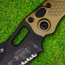 Microtech Auto Stitch Folding Knife 3,75" Partial Serrated Bohler M390 Steel Blade Tan Aluminum Handle