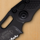 Microtech Auto Stitch S/E Folding Knife 3,75" Partial Serrated Premium Steel Blade Black Aluminum Handle