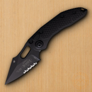 Microtech Auto Stitch S/E Folding Knife 3,75" Partial Serrated Premium Steel Blade Black Aluminum Handle