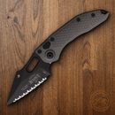 Microtech Auto Stitch S/E Folding Knife 3,75" Serrated Bohler M390MK Steel Blade Gray Aluminum Handle